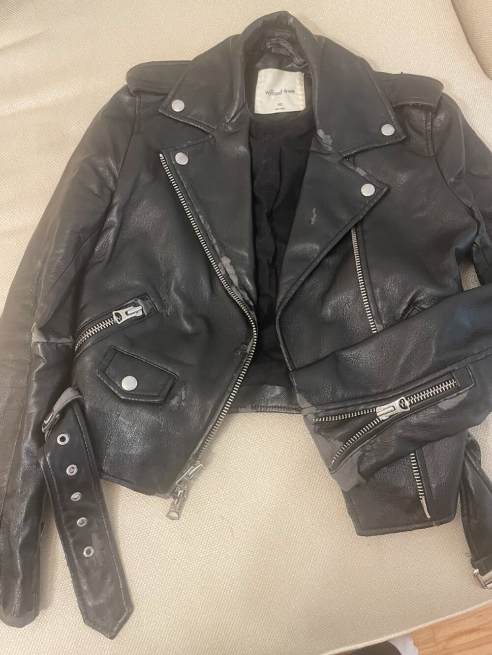 Wilfred Black Leather Moto Jacket - Silver Hardware